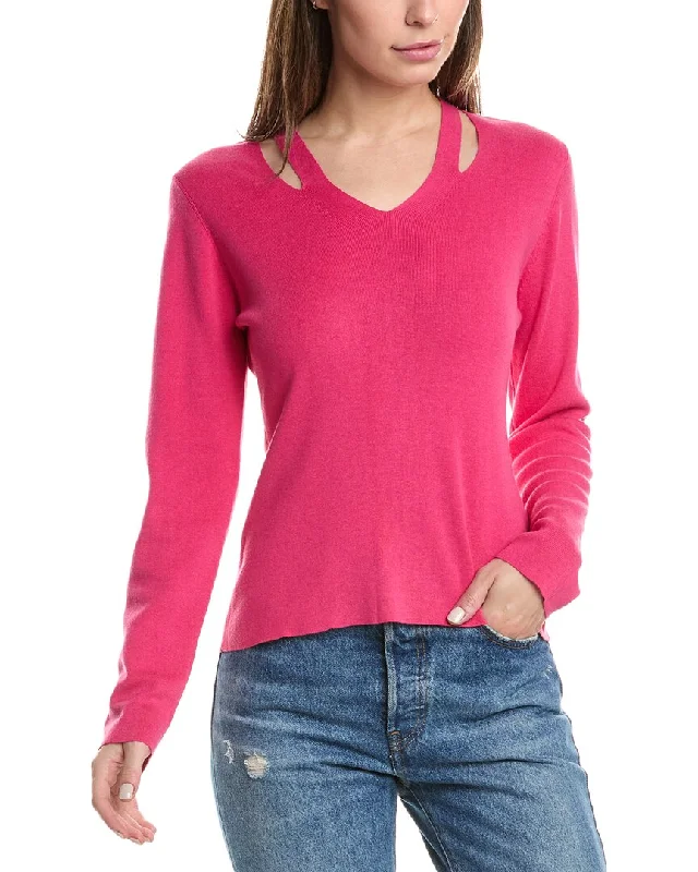 Logo Knit TopsForte Cashmere Cutout V-Neck Silk & Cashmere-Blend Sweater